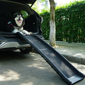 Portable Foldable Pet Ramp Climbing Ladder Suitable for Off-road Vehicle Trucks - Black