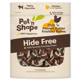 Pet 'N Shape Chik'n Peanut Butter Knotted Bones HideFree Dog Treat 1ea/30 ct