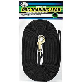 Four Paws Cotton Web Dog Lead Black 30 Feet