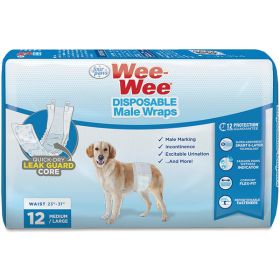 Four Paws Wee-Wee Disposable Male Dog Wraps 12 Count Medium - Large