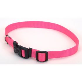 Coastal Adjustable Nylon Dog Collar with Plastic Buckle Neon Pink 5-8 in x 10-14 in