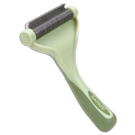 Safari Shed Magic De-Shedding Tool for Dogs w-Medium to Long Hair Light Green; Dark Green Large