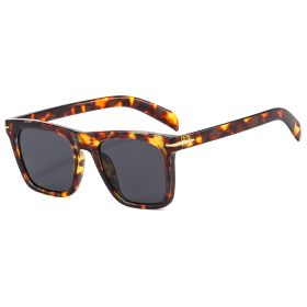 Square Sunglasses Fashion Sun Glasses Retro Women Sunglass Men Luxry Brand UV400 Shades Clean Lens Eyewear (Lens Color: leopard gray)