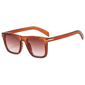 Square Sunglasses Fashion Sun Glasses Retro Women Sunglass Men Luxry Brand UV400 Shades Clean Lens Eyewear (Lens Color: dark brown)