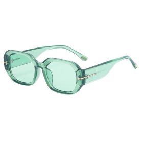 Fashion small frame sunglasses women's new retro ins wind wide-leg sunglasses women's trendy high-end wholesale (Color: C6 transparent green)