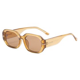 Fashion small frame sunglasses women's new retro ins wind wide-leg sunglasses women's trendy high-end wholesale (Color: C3 Light Tea)