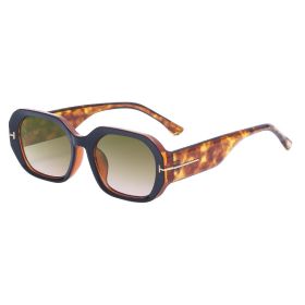 Fashion small frame sunglasses women's new retro ins wind wide-leg sunglasses women's trendy high-end wholesale (Color: C5 plate tea bag flower)