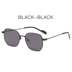 Fashion Square Sunglasses Women Mental Glasses Retro Sunglass Men Luxury Designer Eyewear UV400 Sun Glass Ocean Lens Shades (Lens Color: black black)