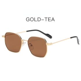 Fashion Square Sunglasses Women Mental Glasses Retro Sunglass Men Luxury Designer Eyewear UV400 Sun Glass Ocean Lens Shades (Lens Color: gold brown)