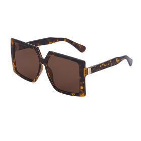 Fashion Square Sunglasses Women Oversized Glasses Retro Sunglass Men Luxury Brand Eyewear UV400 Sun Glass Gradient Brown Shades (Lens Color: leopard tea)