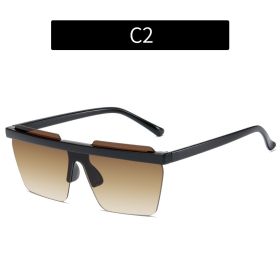 Fashion Rimless Square Sunglasses Women Glasses Retro Sunglass Men Ocean Lens Eyewear UV400 Sun Glass Gradient Brown Shades (Lens Color: black tea)