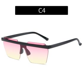 Fashion Rimless Square Sunglasses Women Glasses Retro Sunglass Men Ocean Lens Eyewear UV400 Sun Glass Gradient Brown Shades (Lens Color: black pink yellow)