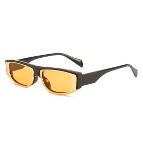 Fashion Rectangle Sunglasses Women Jelly Color Glasses Retro Sunglass Men Luxury Designer Eyewear UV400 Sun Glass Brown Shades (Lens Color: black yellow)