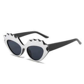 Fashion Cat Eye Sunglasses Women Color Block Sunglass Vintage Sun Glass Men Luxury Brand Design Eyewear UV400 Brown Shades (Lens Color: black silver gray)