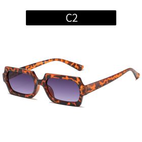 Fashion Rectangle Sunglasses Women Leopard Frame Glasses Retro Sunglass Men Luxury Designer Eyewear UV400 Sun Glass Brown Shades (Lens Color: leoaprd gray)