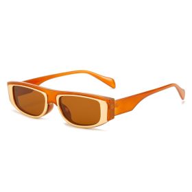 Fashion Rectangle Sunglasses Women Jelly Color Glasses Retro Sunglass Men Luxury Designer Eyewear UV400 Sun Glass Brown Shades (Lens Color: jelly tea tea)