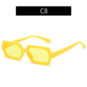 Fashion Rectangle Sunglasses Women Leopard Frame Glasses Retro Sunglass Men Luxury Designer Eyewear UV400 Sun Glass Brown Shades (Lens Color: jelly yellow)