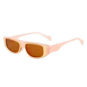 Fashion Rectangle Sunglasses Women Jelly Color Glasses Retro Sunglass Men Luxury Designer Eyewear UV400 Sun Glass Brown Shades (Lens Color: pink tea)