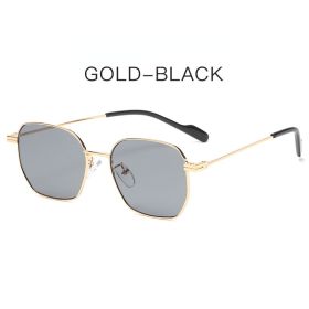 Fashion Square Sunglasses Women Mental Glasses Retro Sunglass Men Luxury Designer Eyewear UV400 Sun Glass Ocean Lens Shades (Lens Color: gold black)