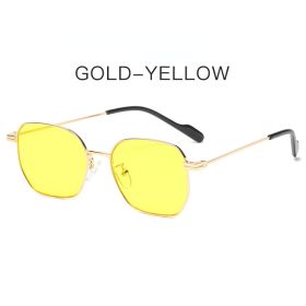 Fashion Square Sunglasses Women Mental Glasses Retro Sunglass Men Luxury Designer Eyewear UV400 Sun Glass Ocean Lens Shades (Lens Color: gold yellow)