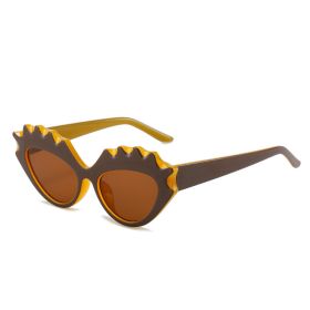 Fashion Cat Eye Sunglasses Women Color Block Sunglass Vintage Sun Glass Men Luxury Brand Design Eyewear UV400 Brown Shades (Lens Color: brown brown)