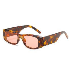 Fashion Rectangle Sunglasses Women Glasses Retro Leopard Sunglass Men Luxury Designer Eyewear UV400 Sun Glass Gradient Shades (Lens Color: leopard pink)