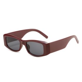 Fashion Rectangle Sunglasses Women Glasses Retro Leopard Sunglass Men Luxury Designer Eyewear UV400 Sun Glass Gradient Shades (Lens Color: wine red gray)