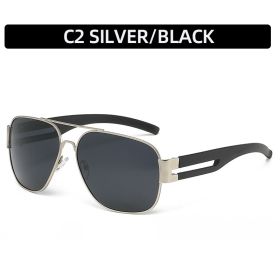 Fashion Pilot Polarized Sunglasses Men Glasses Retro Sunglass Luxury Designer Eyewear Driving UV400 Sun Glass Black Shades (Lens Color: silver black-)