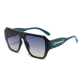 Square Sunglasses Women Oversized Sunglass Vintage Sun Glass Men Fashion Luxury Designer Eyewear UV400 Gradient Shades (Lens Color: black blue)