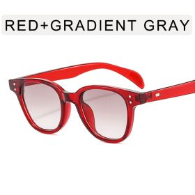 Fashion Round Sunglasses Women Rivets Sunglass Vintage Sun Glass Men Luxury Brand Design Eyewear UV400 Clear Anti Blue Shades (Lens Color: red)