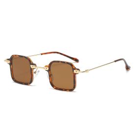 Fashion Square Sunglasses Women Small Frame Sunglass Anti-blue Light Glass Men Luxury Design Eyewear UV400 Transparent Shades (Lens Color: leopard brown)