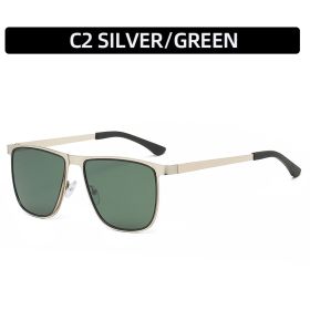 Fashion Polarized Square Sunglasses Women Glasses Retro Sunglass Men Luxury Designer Eyewear UV400 Sun Glass Greem Brown Shades (Lens Color: silver green)