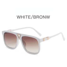 Fashiob Square Sunglasses Women Hollow Out Sunglass Vintage Sun Glass Men Luxury Brand Design Eyewear UV400 Gradient Shades (Lens Color: white tea)