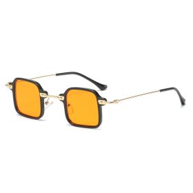 Fashion Square Sunglasses Women Small Frame Sunglass Anti-blue Light Glass Men Luxury Design Eyewear UV400 Transparent Shades (Lens Color: black orange)