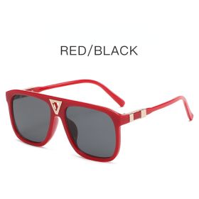 Fashiob Square Sunglasses Women Hollow Out Sunglass Vintage Sun Glass Men Luxury Brand Design Eyewear UV400 Gradient Shades (Lens Color: red black)