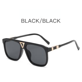 Fashiob Square Sunglasses Women Hollow Out Sunglass Vintage Sun Glass Men Luxury Brand Design Eyewear UV400 Gradient Shades (Lens Color: black black)