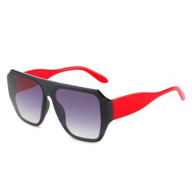 Fashion Square Sunglasses Women Big Frame Glasses Retro Sunglass Men Luxury Designer Eyewear UV400 Sun Glass Gradient Shades (Lens Color: black red gray)