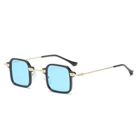 Fashion Square Sunglasses Women Small Frame Sunglass Anti-blue Light Glass Men Luxury Design Eyewear UV400 Transparent Shades (Lens Color: black blue)