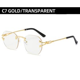 Fashion Riless Sunglasses Women Square Glasses Retro Sunglass Men Luxury Designer Eyewear UV400 Sun Glass Gradient Brown Shades (Lens Color: gold transparent)