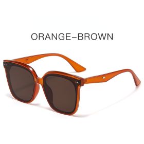 Fashion Square Sunglasses Women Rivets Sunglass Vintage Large Frame Sun Glass Men Luxury Brand Design Eyewear UV400 Brown Shades (Lens Color: orange brown)