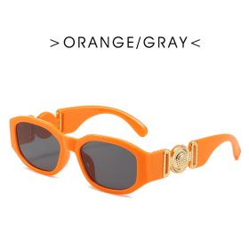 Fashion Small Square Sunglasses Women Retro Shades UV400 Black Brown Ocean Gradient Lens Men Club Sun Glasses (Lens Color: orange)