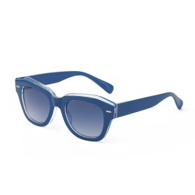 Fashion Small Square Sunglasses Women Rivets Sunglass Vintage Sun Glass Men Luxury Brand Design Eyewear UV400 Gradient Shades (Lens Color: blue)