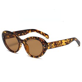 Fashion Pilot Sunglasses Women Polygonal Glasses Retro Sunglass Men Double Bridge Eyewear UV400 Sun Glass Gradient Shades (Lens Color: leopard tea)