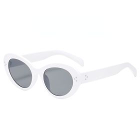 Fashion Pilot Sunglasses Women Polygonal Glasses Retro Sunglass Men Double Bridge Eyewear UV400 Sun Glass Gradient Shades (Lens Color: white black)