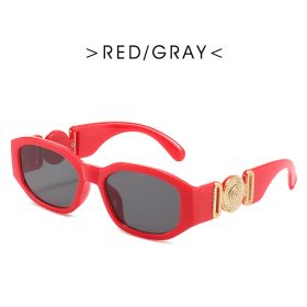 Fashion Small Square Sunglasses Women Retro Shades UV400 Black Brown Ocean Gradient Lens Men Club Sun Glasses (Lens Color: red)