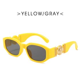 Fashion Small Square Sunglasses Women Retro Shades UV400 Black Brown Ocean Gradient Lens Men Club Sun Glasses (Lens Color: yellow)