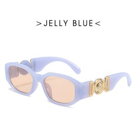 Fashion Small Square Sunglasses Women Retro Shades UV400 Black Brown Ocean Gradient Lens Men Club Sun Glasses (Lens Color: jelly blue)