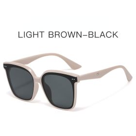 Fashion Square Sunglasses Women Rivets Sunglass Vintage Large Frame Sun Glass Men Luxury Brand Design Eyewear UV400 Brown Shades (Lens Color: beige black)