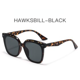 Fashion Square Sunglasses Women Rivets Sunglass Vintage Large Frame Sun Glass Men Luxury Brand Design Eyewear UV400 Brown Shades (Lens Color: leopard black)