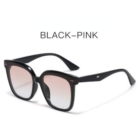 Fashion Square Sunglasses Women Rivets Sunglass Vintage Large Frame Sun Glass Men Luxury Brand Design Eyewear UV400 Brown Shades (Lens Color: black pink)